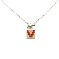 LOUIS VUITTON Pre-Owned 20th Century V Logo Square Pendant Costume Necklace