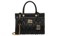 MIU MIU Leather Shoulder Bag Crossbody Bag Handbag Women's Black