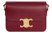 CELINE Triomphe Cow Leather Tofu Bag Crossbody Bag Shoulder Bag Women's Deep Red