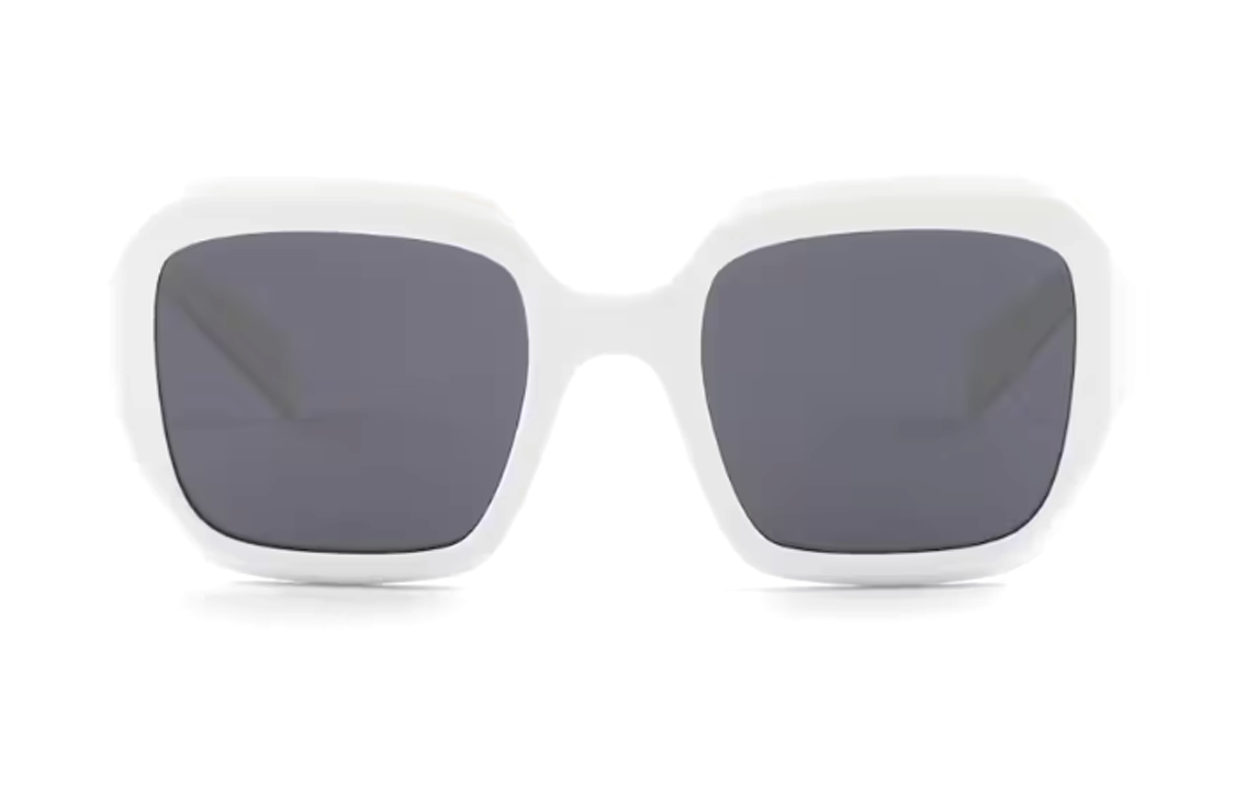 PRADA Acetate Irregular Shape Sunglasses Women's White