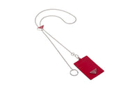 PRADA Shiny Leather Badge Holder Card Holder Women's Scarlet