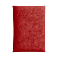 HERMES CalviCalvi Duo Epsom Leather Card Holder Mini Women's 53 Rouge Vif Vibrant Red