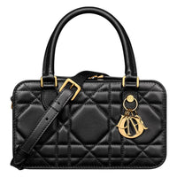 DIOR Lambskin Shoulder Bag Crossbody Bag Handbag Mini Women's Black