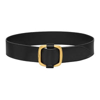 SAINT LAURENT Calfskin, Leather, Brass Leather Belts Unisex Black Width 4.5CM