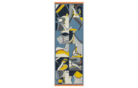 HERMES Silk Scarves Men Marine Blue/Gray/Yellow