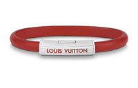 LOUIS VUITTON Metal Leather Wristbands Men's Red