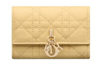 DIOR Sheepskin Wallet Extra Small Women's Light Yellow