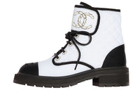 CHANEL Ankle Boots Women's White Black