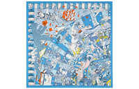 HERMES Detail Silk Scarves Women's Blue