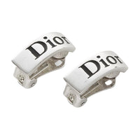 DIOR Metal Clip-On Earrings Unisex Silver