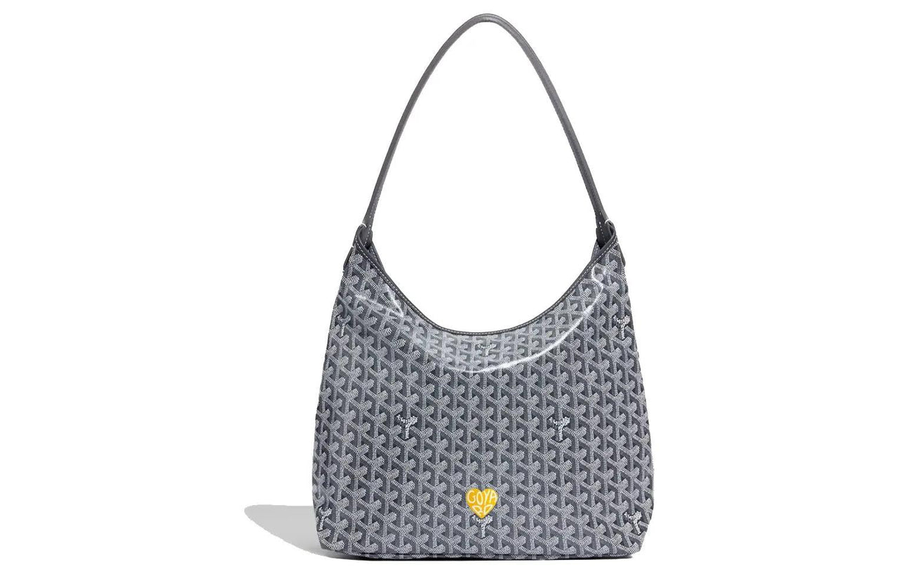 GOYARD Bohème Hobo Canvas With Leather Hobo Bag Shoulder Bag Shoulder Bag Women's Gray/Yellow Small Heart Edition