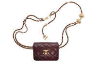 CHANEL Sheepskin Fanny Pack Women's Burgundy