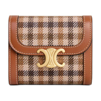 CELINE Triomphe Fabric With Cow Leather Wallet Small Size Women's Multicolor