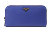 PRADA Cow Leather Wallet Regular Women's Lake Blue