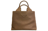 PRADA Calfskin Tote Bag Shopping Bag Handbag Women's Dark Camel