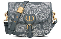 DIOR Bobby Jacquard Fabric One Shoulder Handbags Medium Size Women's Gray