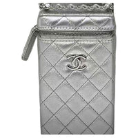 CHANEL Lambskin Handbag Shoulder Bag Crossbody Bag Women's Silver
