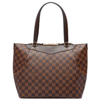 LOUIS VUITTON Damier Canvas Handbag Shoulder Bag Large Size Women's Leather Brown