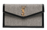 SAINT LAURENT UPTOWN Twill Wool Envelope One Shoulder Crossbody Clutch Small Size Women's Black