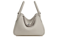 HERMES Lindy Clemence Bullock Leather Matte Crocodile Leather Handbag Regular Women's Concrete Gray
