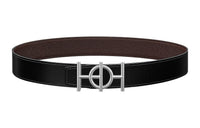 HERMES Classic Trendy Versatile Silver Buckle Togo Calfskin Double-Sided Leather Belt Men's Black Width: 3.8cm