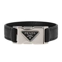 PRADA Sheepskin Leather Bracelets Men's Black