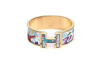 HERMES Enamel Gilded Bangles Women's Gold