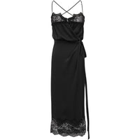 SAINT LAURENT Wrap-Effect Lace-Trimmed Midi Dress