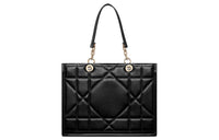DIOR Cow Leather Tote Bag, Shopping Bag, Shoulder Bag, Handbag Medium Size Women's Black