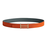 HERMES Calfskin Leather Belts Unisex Orange Width: 3.2CM