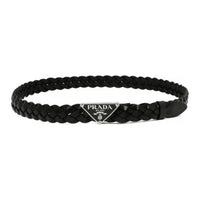 PRADA Enamel Leather Belts Men's Black Width: 2cm