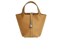 HERMES Picotin Lock Clemence Bullock Leather Basket Bag Bucket Bag Handbag Women's 4B Cookie