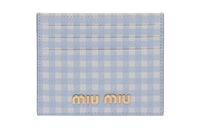 MIU MIU Leather Card Holder Women's Sky Blue/White