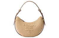 PRADA Woven Fabric Portable Crossbody Bag Shoulder Bag Women's Natural & Brown