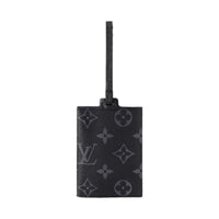 LOUIS VUITTON Taïga Cow Leather With Monogram Coated Canvas Card Clip Card Holder Men's Black