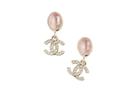CHANEL Rhinestone Gemstone Stud Earrings Women's Pink
