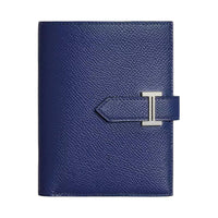 HERMES Bearn Epsom Calfskin Wallet Women's 73 Bleu Saphir Sapphire Blue