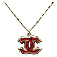 CHANEL Brass Necklaces Women's Red