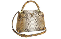 LOUIS VUITTON Capucines Python Skin Capusin Shoulder Crossbody Handbag Women's Natural Brown/gold