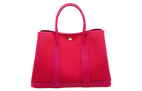HERMES Garden Party Canvas With Leather Garden Bag Handbag Regular Women's Rose Red