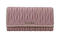 MIU MIU Leather Wallet Women's Ice Cream Pink