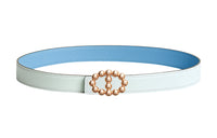 HERMES Leather Belts Women's Dusty Blue/Sky Blue