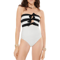 CHANEL One-piece Swimsuit Women's Black White