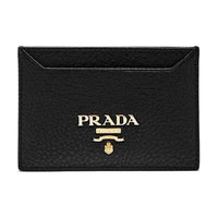 PRADA Cow Leather Card Holder Women's Black