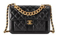 CHANEL Cow Leather Portable One Shoulder Crossbody Messenger Bag Women's Black