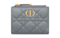 DIOR Caro Wicker Pattern Calfskin Wallet Regular Women's Cloud Blue