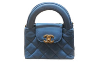 CHANEL Cow Leather Crossbody Bag One Shoulder Bag Handbag Extra Mini Women's Blue