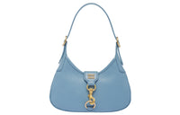 MIU MIU Leather Hobo Bag Handbag Shoulder Bag Women's Blue