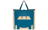 HERMES Canvas With Calfskin Tote Bag Shopping Bag Handbag Regular Women's Blue