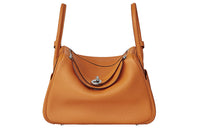 HERMES Lindy Cow Leather Handbag Women's Apricot Yellow